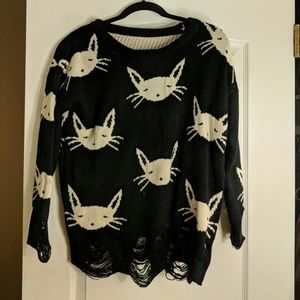 Cozy Cat Fox print sweater
